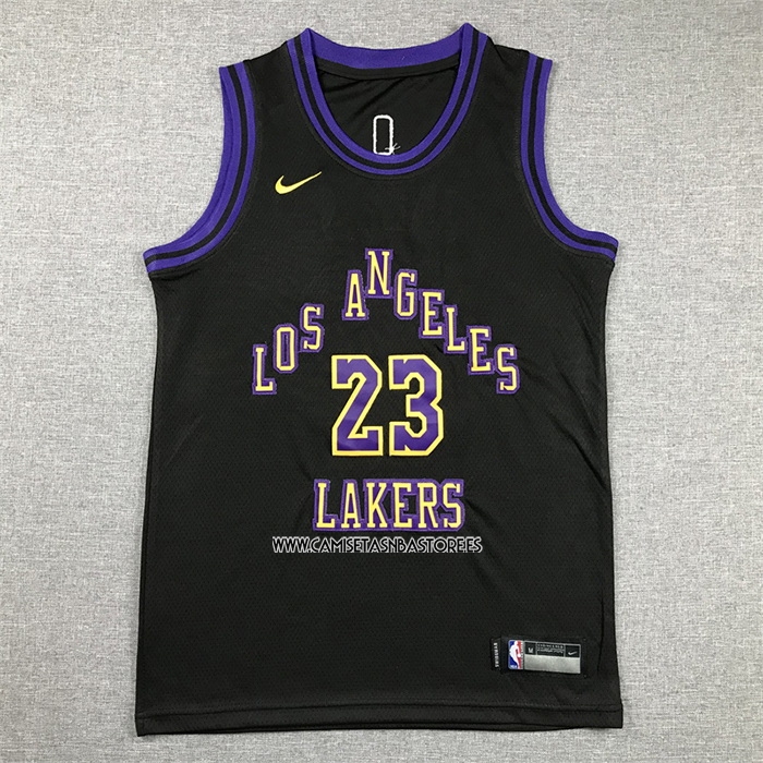 Lebron James NO 23 Camiseta Nino Los Angeles Lakers Ciudad 2023-24 Negro